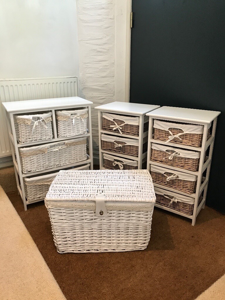 White wicker drawers and chest in Lostwithiel, Cornwall Gumtree