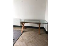 Glass Top Oak Dining Table 6ft