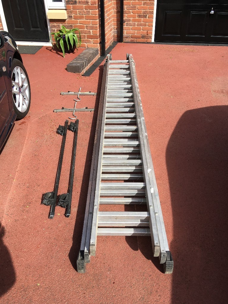 Youngman Trade 400 Triple Extension Ladders plus universal roof bars and ladder roof rack clamp