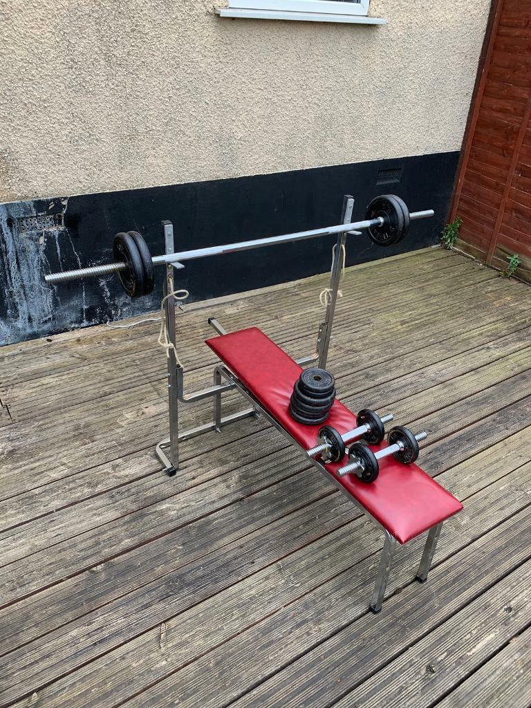 Gym bench, bar, dumbbell bars and weights in Rayleigh, Essex Gumtree