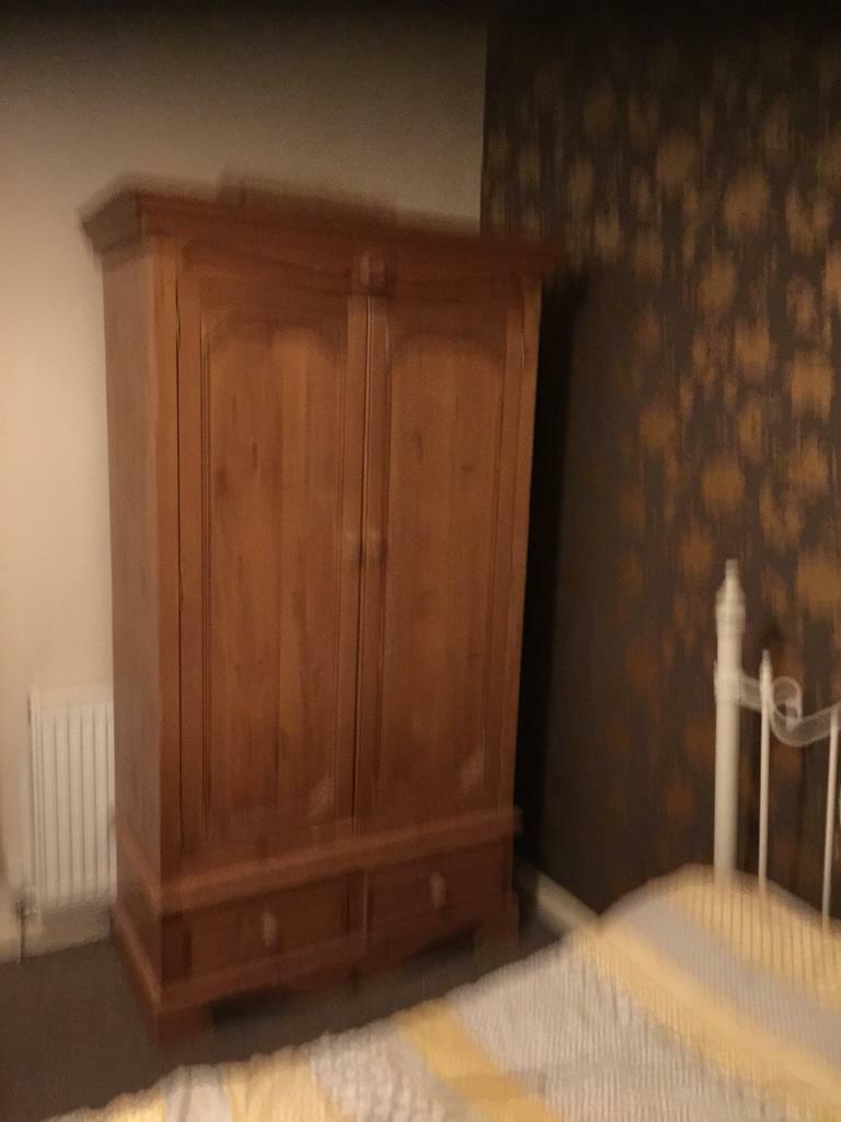 Single Pine Wardrobe With Two Drawers In Bury Manchester