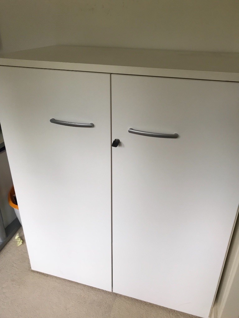 White office Filing lockable two door storage cupboard home