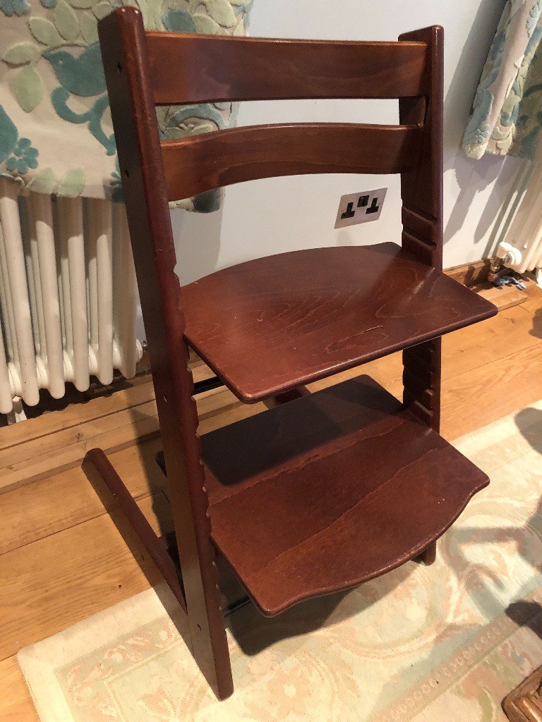 Stokke Tripp Trapp high chair in walnut with accessories in