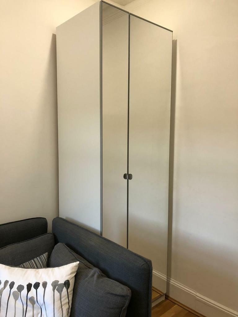Ikea White Wardrobe Frame 75x58x236 Cm With A Pair Of Glass