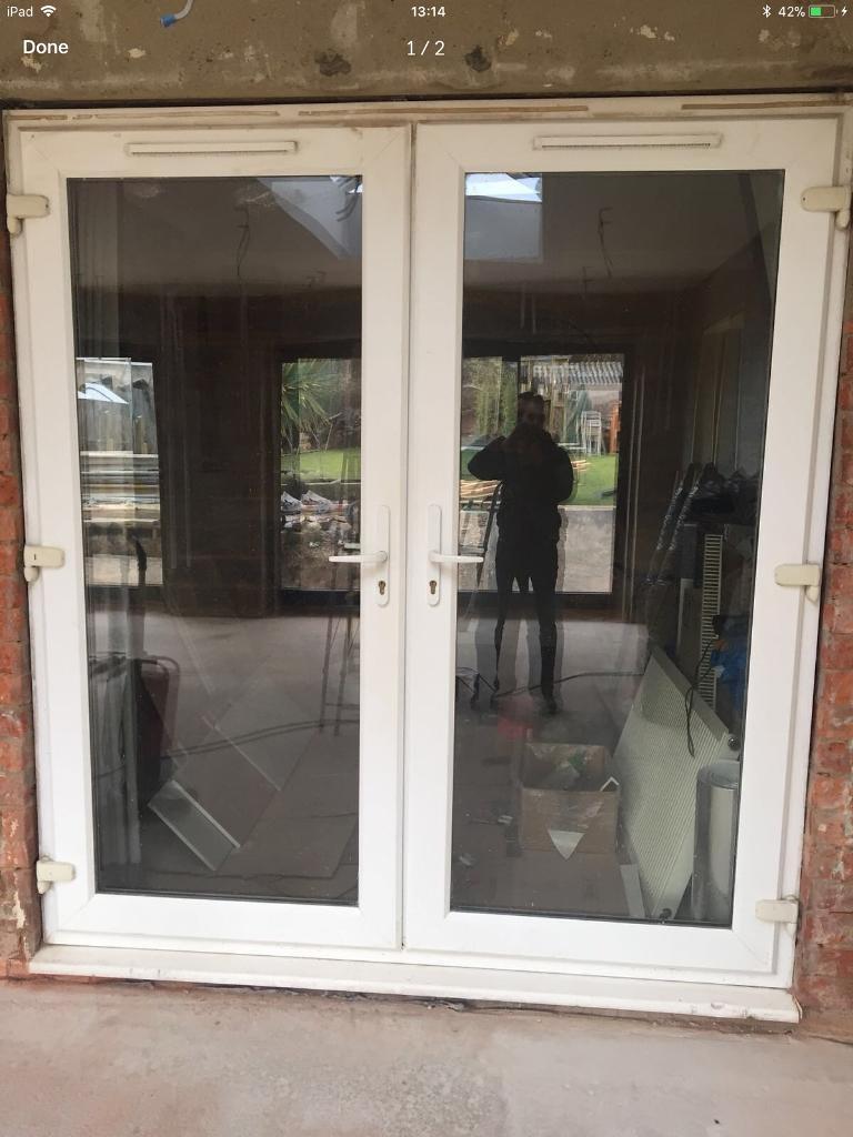 UPVC PATIO FRENCH DOORS WHITE DOUBLE GLAZED WITH VENTS 1960 WIDE X 2140
