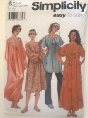 SIMPLICITY 5509 WOMAN'S DRESS, TUNIC, CAFTAN PATTERN - SIZES 26W - 32W - UNCUT