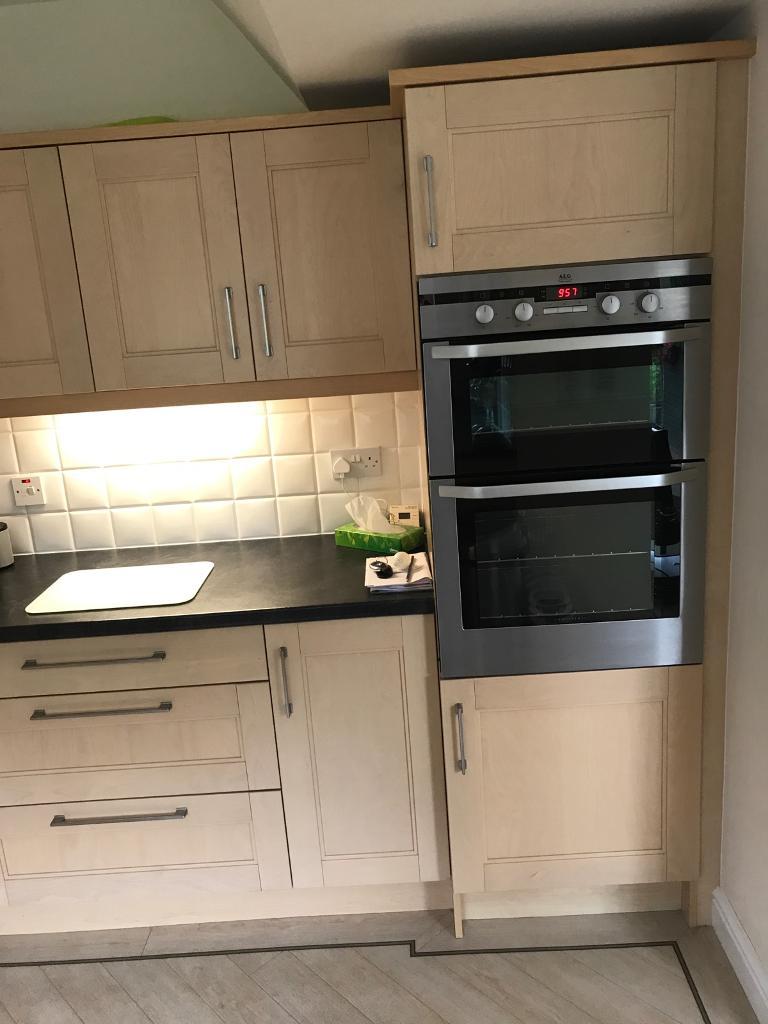 Beech Shaker Style Kitchen With Integrated Appliances In
