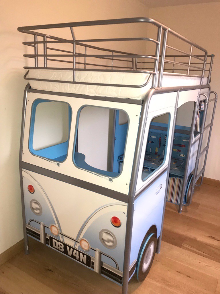 VW Blue Camper Van Cabin Bed (Worlds Apart DeVan), Kids Bunk Bed in