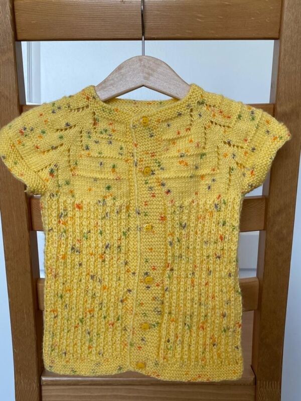 HANDMADE KNIT YELLOW Toddler Vest Front Buttons 4 T