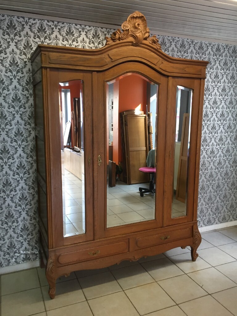Wonderful Antique Armoire Wardrobe 3 Door Vintage French Solid