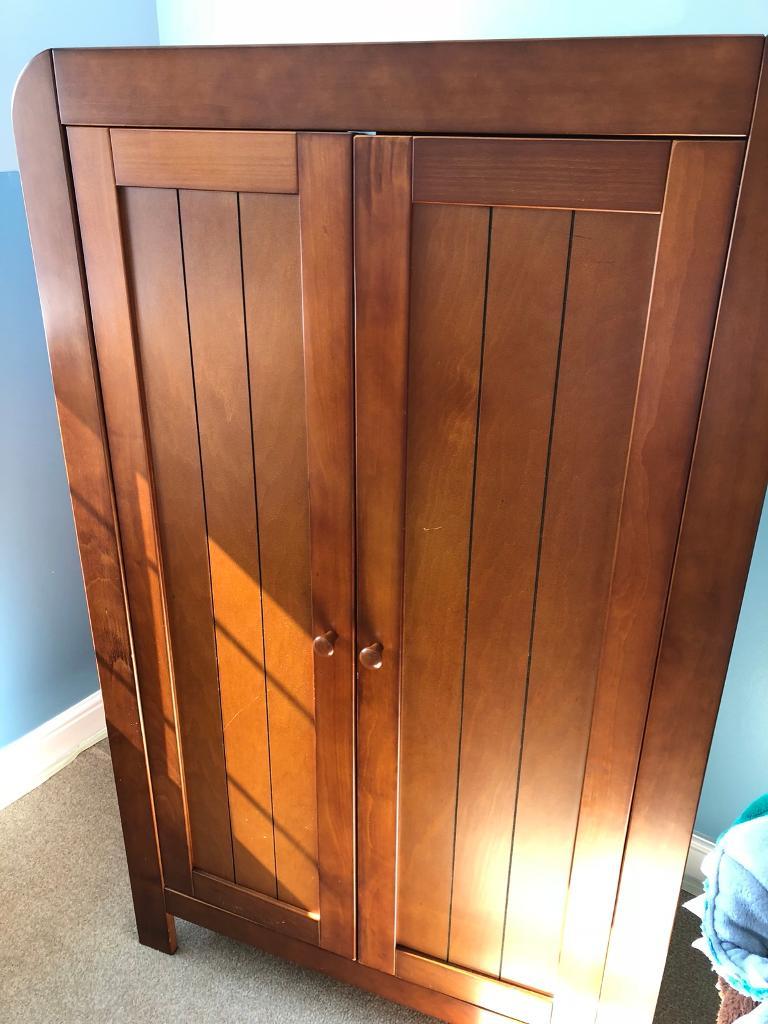 Mamas And Papas Solid Wood Wardrobe And Set Of 3 Drawers In
