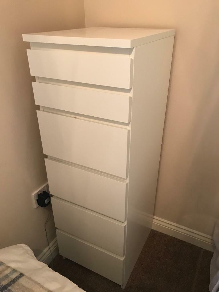 Tall white set of drawers. (From the Ikea Malm Range) in Crook