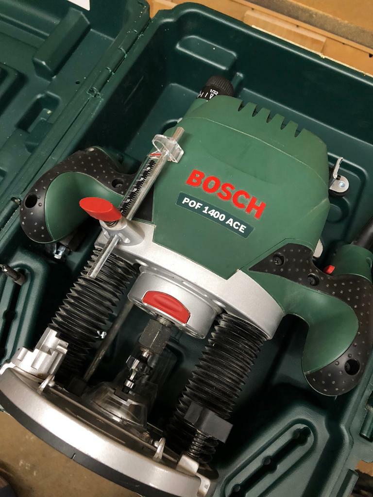 Bosch POF 1400 ACE Router + Bits + Hard Case in Longwell Green