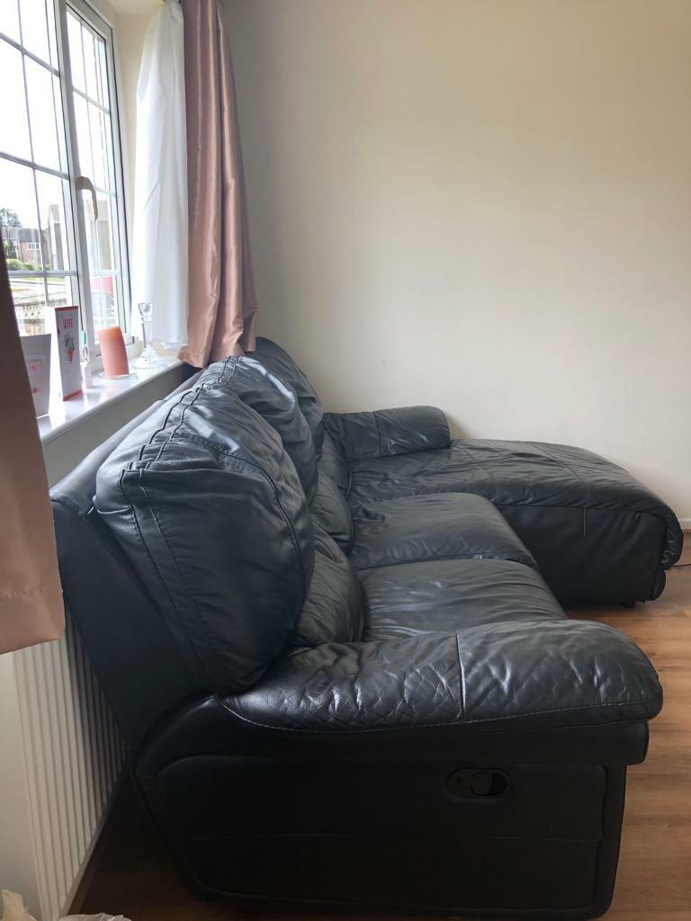 Black Dfs 3 Seater Chaise And Recliner Sofa In Doncaster South