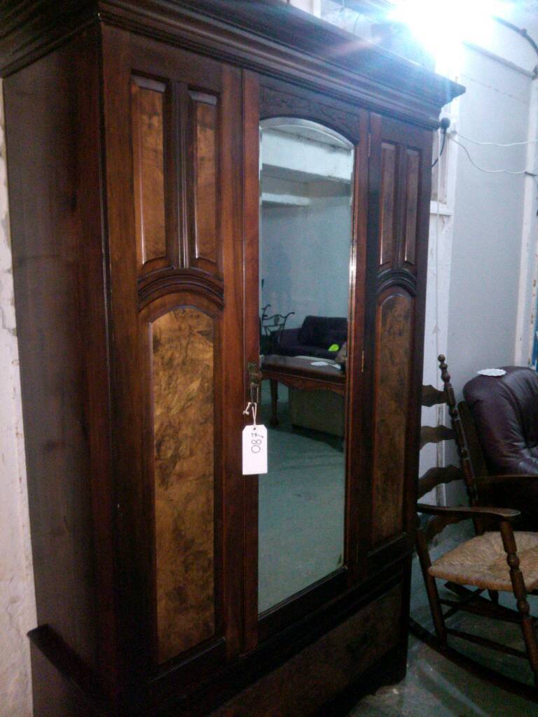 Stunning large victorian antique mirrored wardrobe in Tonypandy