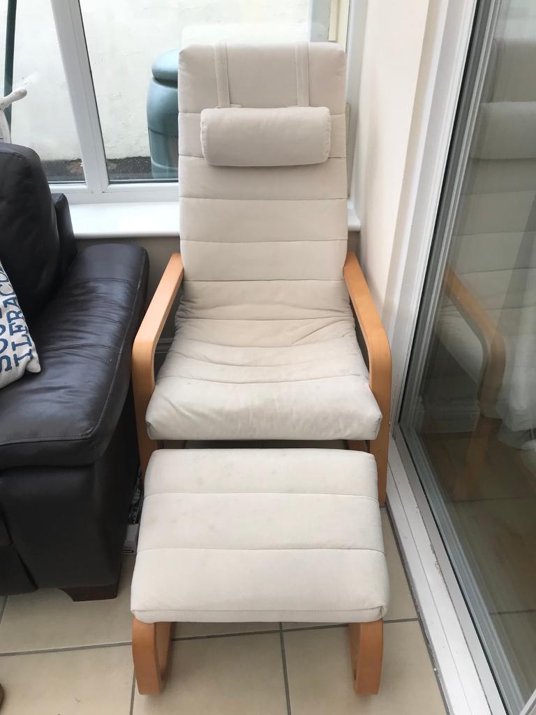 Ikea Poang armchair and footstool cream in Poole, Dorset Gumtree