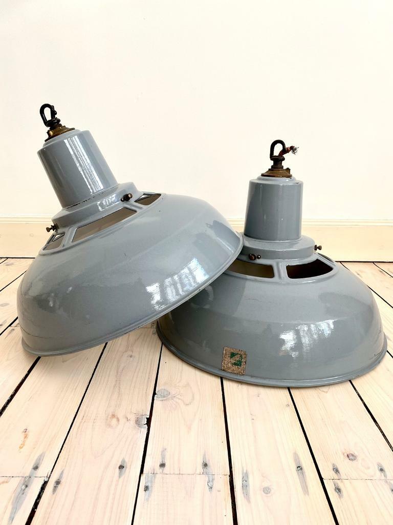 Vintage retro industrial huge Benjamin Crysteel enamel metal grey