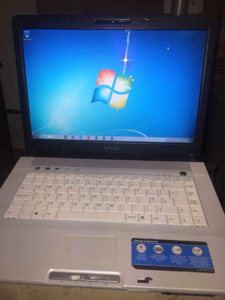 SONY VAIO LAPTOP-WINDOWS 7- CORE 2 DUE-160GIG-PERFECT WORKING-OFFICE