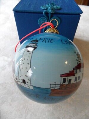Lighthouses East Ohio Lake Erie Reverse Painted Glass Ornament