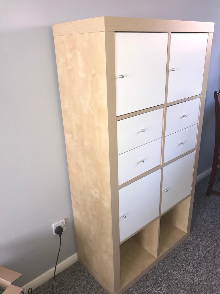 Ikea Expedit Kallax Storage Unit With Drawers Doors In Eaton