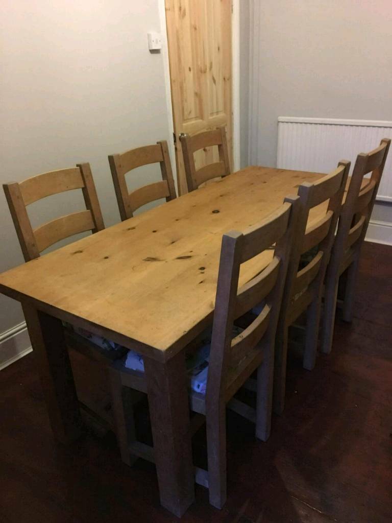 Solid Wood Dining Table & 6 Chairs in Cathays, Cardiff Gumtree