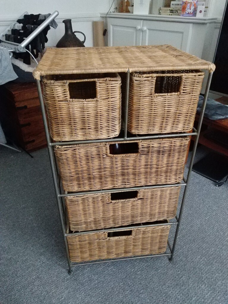 Stylish Vintage Wicker Basket Chest of Drawers in East London, London