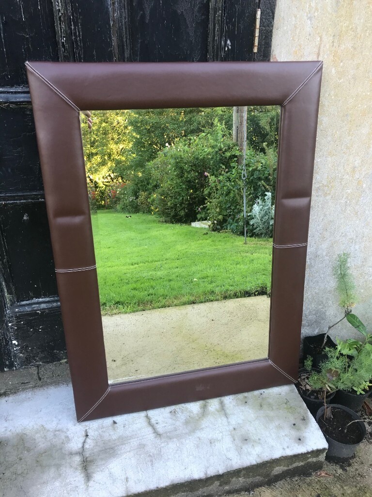 Large padded faux leather framed wall mirror (33" x 45") in Magherafelt, County Londonderry