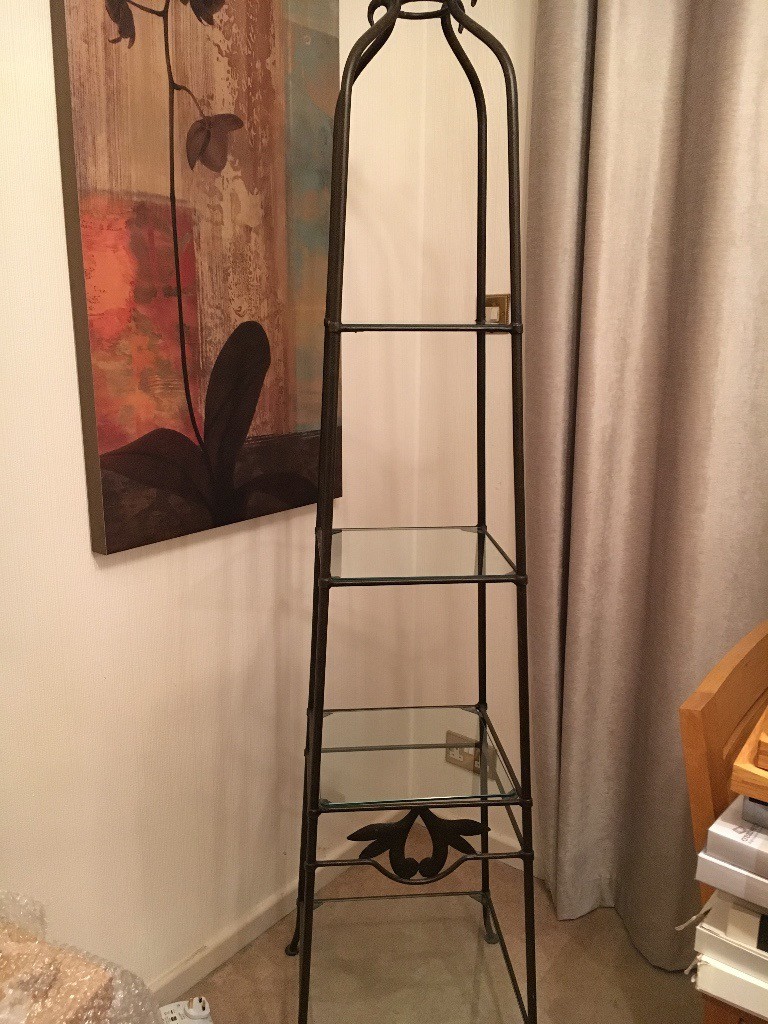 Grange of France Bronze Finish Wrought Iron & Glass Display Stand in