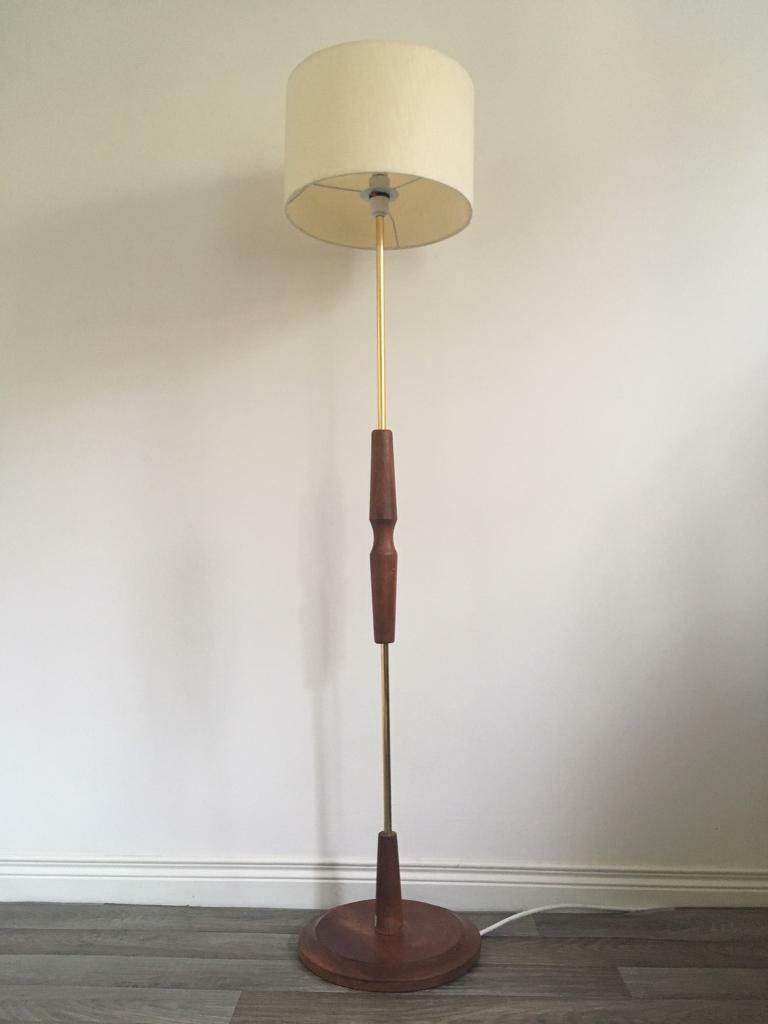 Vintage Retro Mid Century Teak & Brass Standard Lamp in Ravenhill