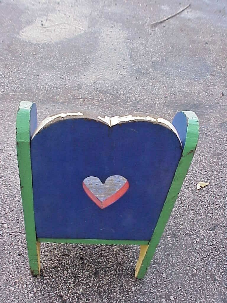 CHILDS WOODEN CHAIR HOMEMADE  INSIDE OR OUTSIDE