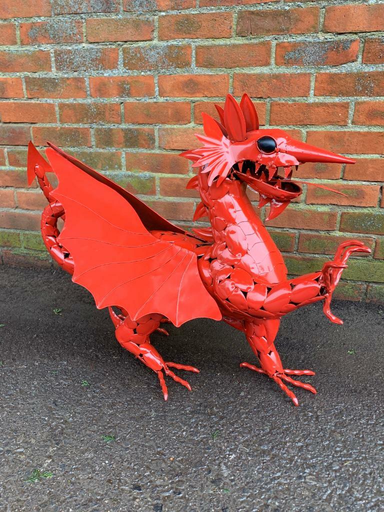 Unique Red Welsh Dragon Garden Statue | in Wallingford, Oxfordshire