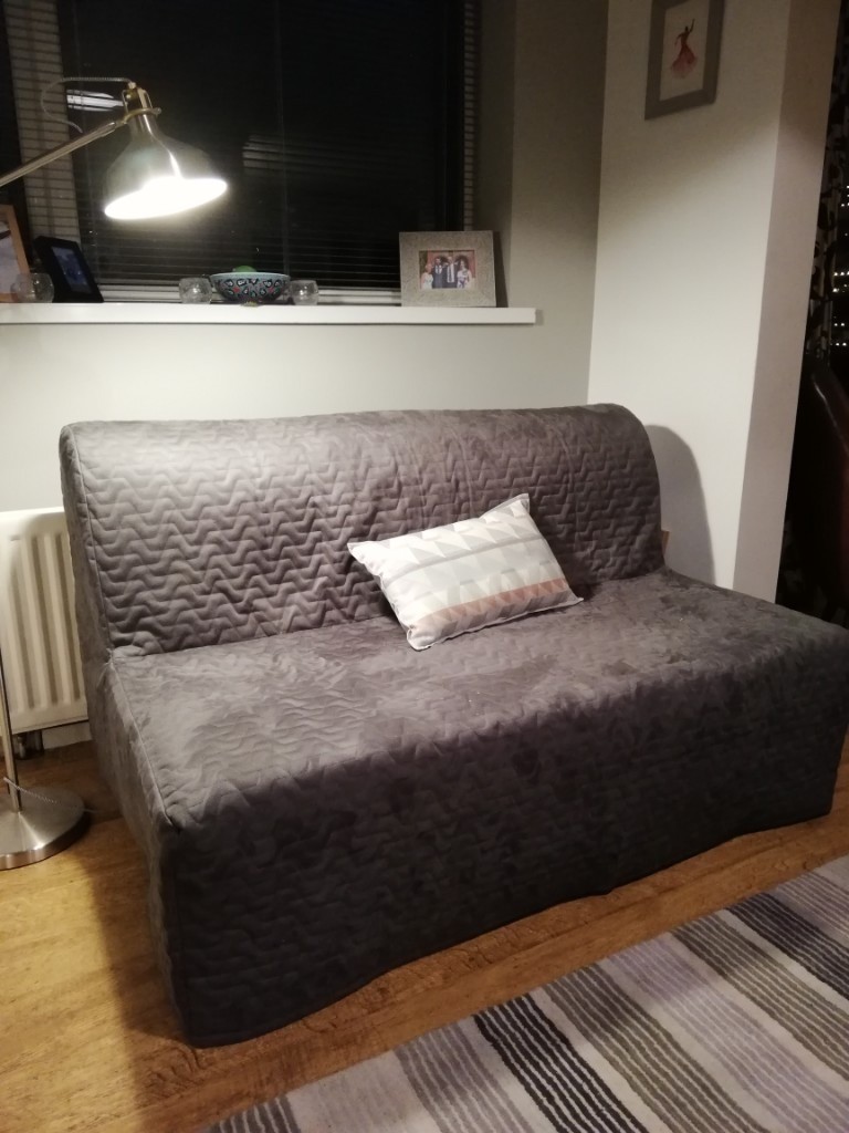 IKEA Lycksele 2 seat sofa bed with new vallarum grey cover in