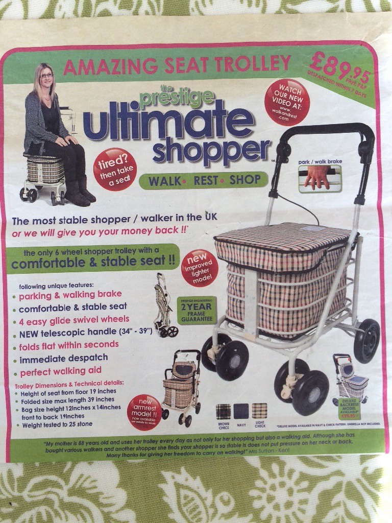 Shopping trolley with seat Prestige Ultimate Shopper with parking