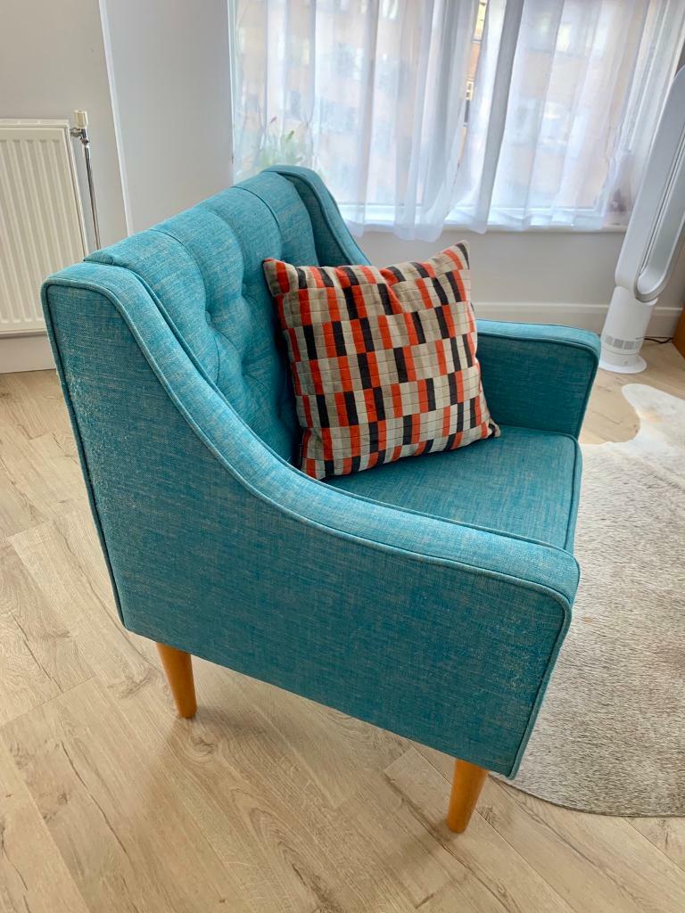 Mid century style turquoise armchair in London Gumtree