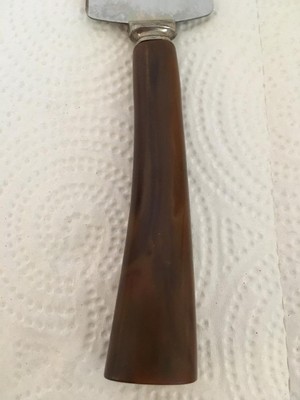 Vtg Serrated Edge Pie/Cake Server - Stainless - Brown Marbled Bakelite? Handle