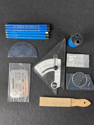 8 Pcs Student Math Geometry Kit With Case - New