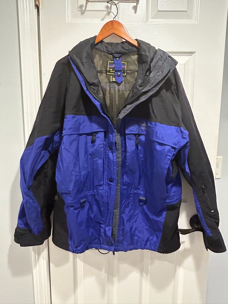 Vintage Solstice Gore-Tex Nylon Hooded Jacket MEN'S sz  Large Color Blue & Black