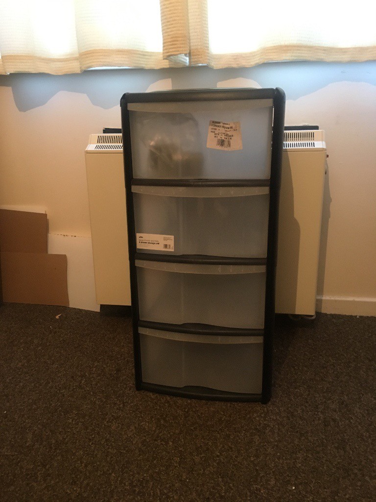 Wilko 4 Drawer Black And Clear Storage Unit In Erith London