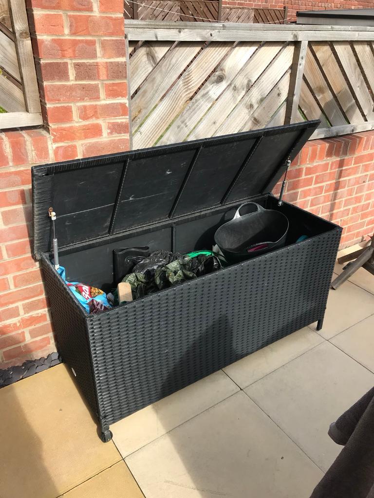 Storage Box Garden Rattan Furniture Wheels Chest Trunk Indoor Outdoor