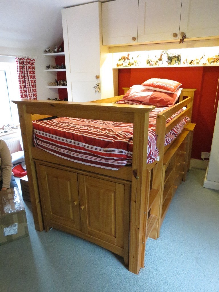M&S Pine Cabin Bed, Cupboard, Bookshelf & Chest of Draws Complete Set