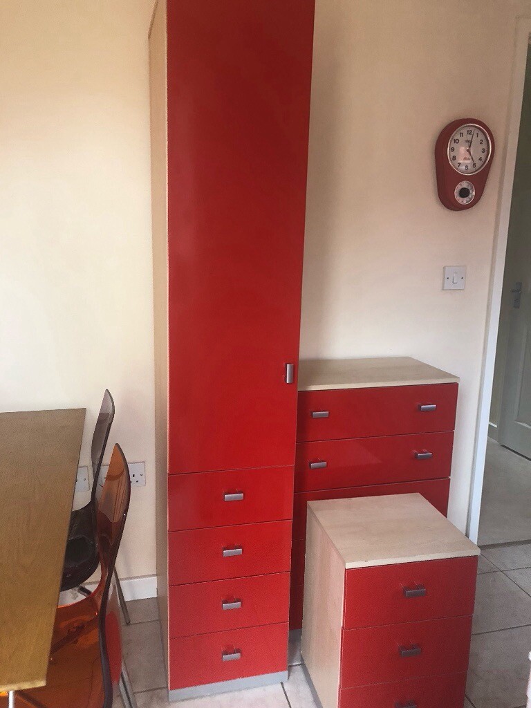 Children S Wardrobe Chest Of Drawers And Bedside Table In