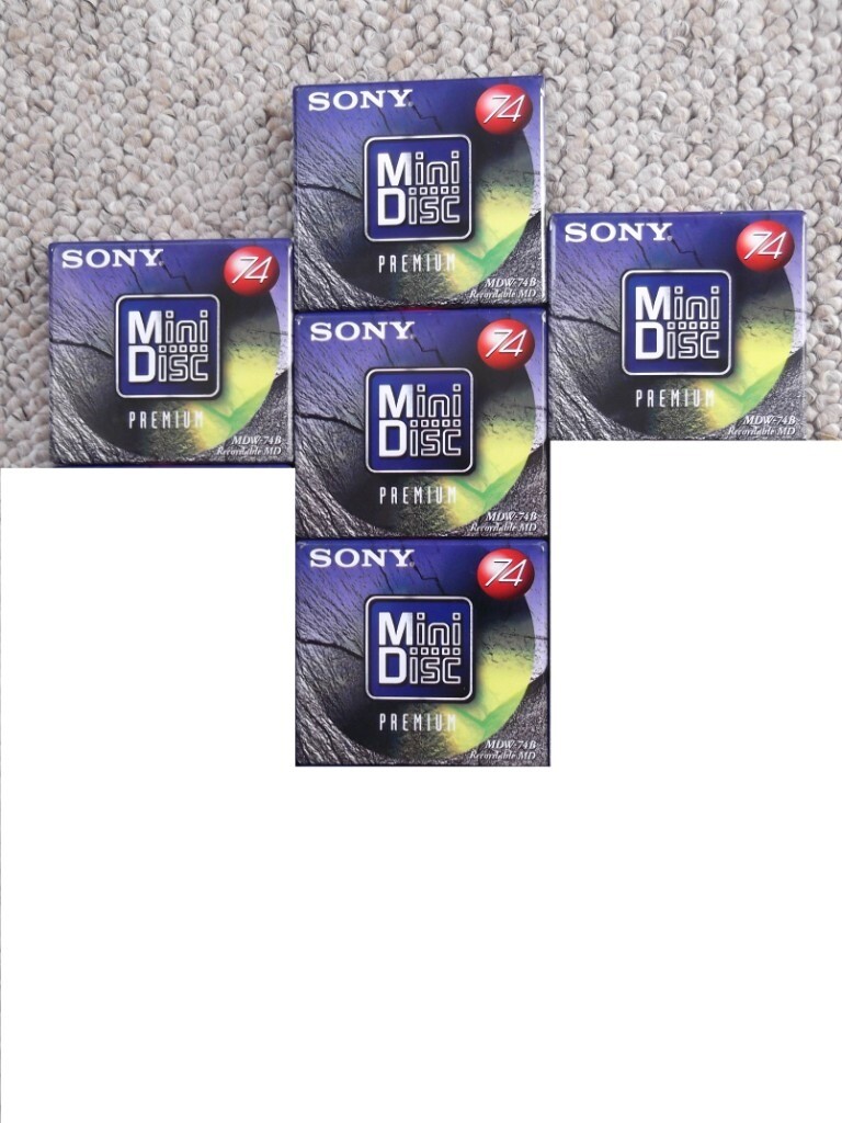 5 new SONY 74 minute MiniDiscs Premium recordable MDW74B still