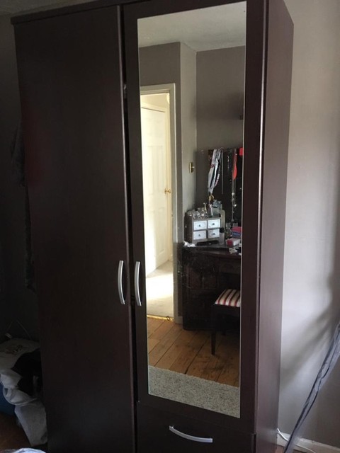 2x Black Brown Mirrored Wardrobes Argos Hallingford Range In