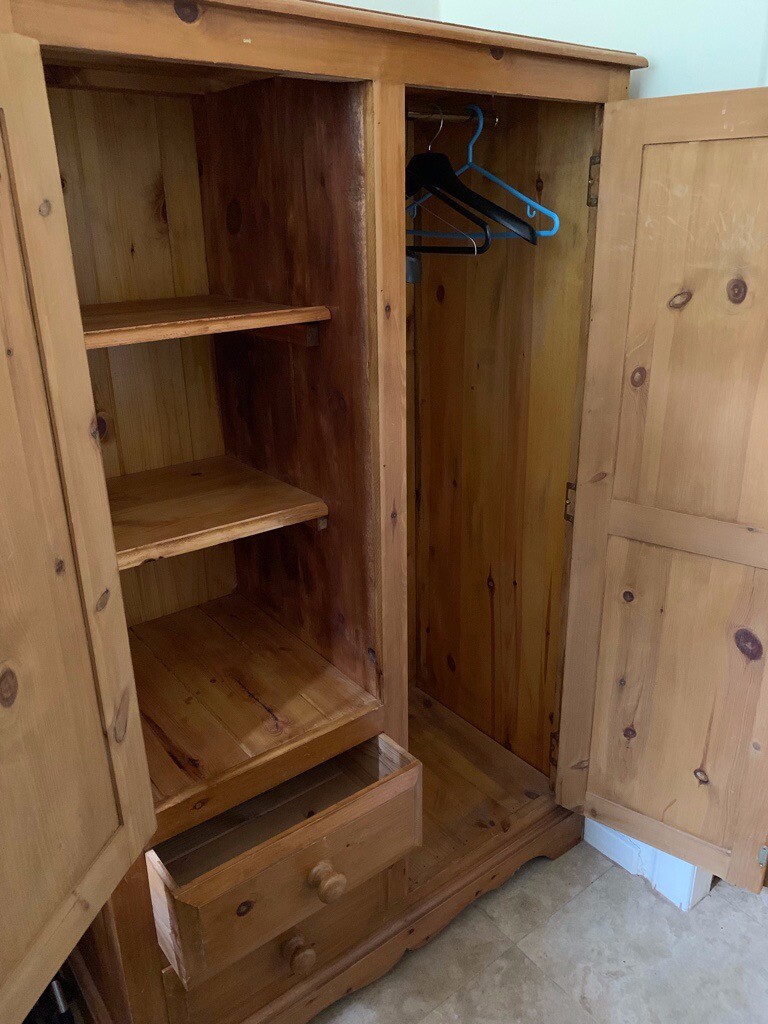 Pine Wardrobe hanging rail, shelves & drawers in Edinburgh City