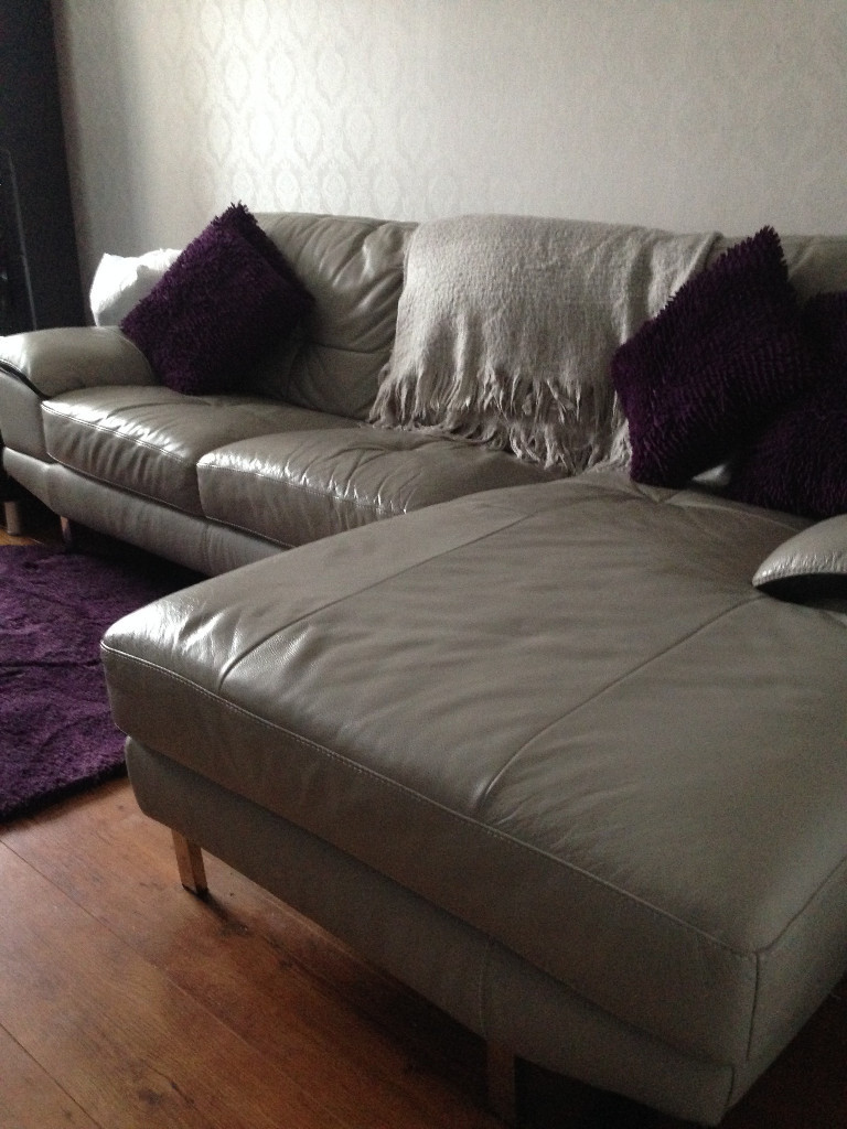Corner Sofa grey italian leather (Barker & Stonehouse) in Hebburn
