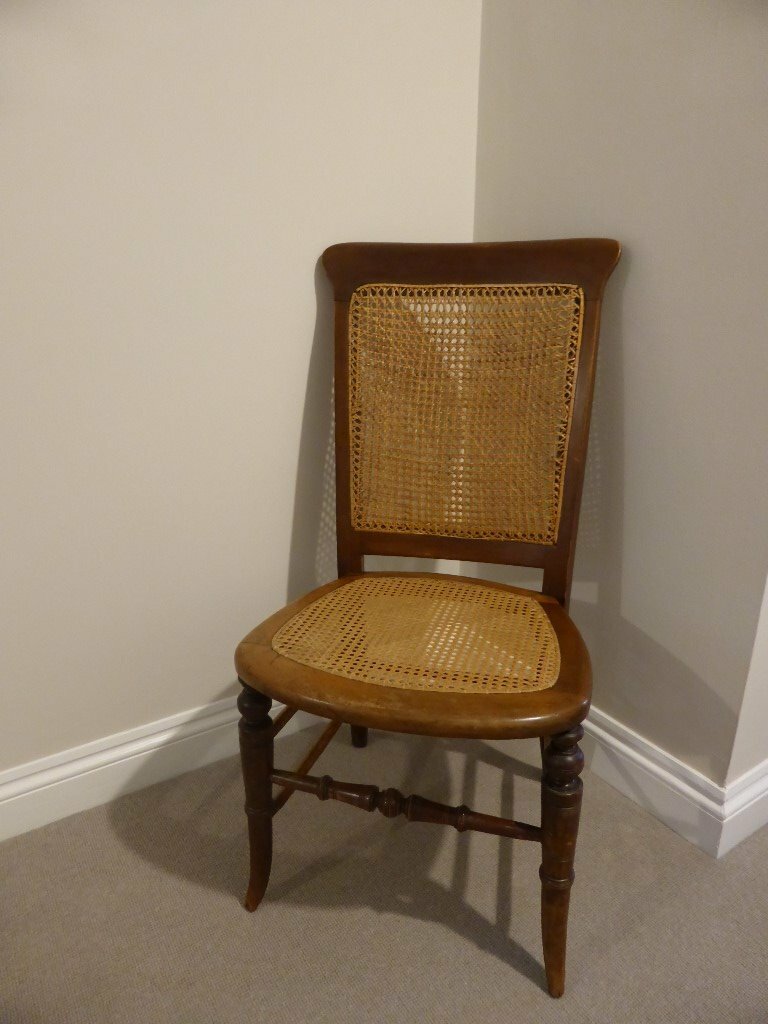 Edwardian Rattan Caned Chair Antique Hall Bedroom Nursey Chair in