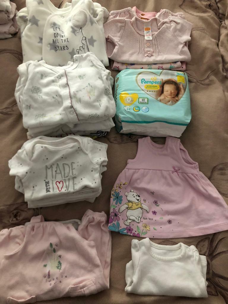 Tiny Baby Girl Clothes Bundle Excellent Condition plus nappies! in Hertford, Hertfordshire
