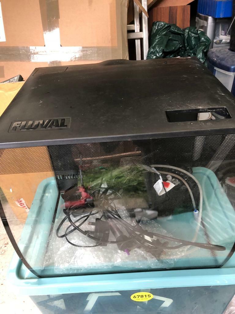 Fluval Fish tank complete with led lid, heater and pump in Cyncoed