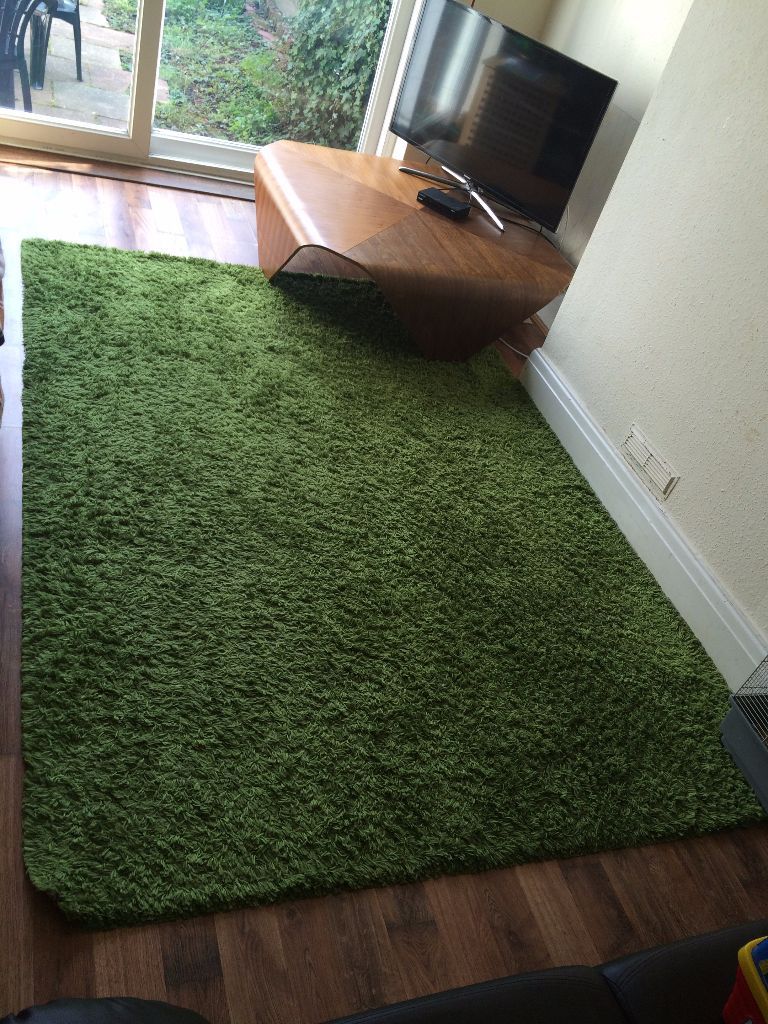 HAMPEN Ikea shaggy carpet rug high pile 160 x 230 green in Muswell