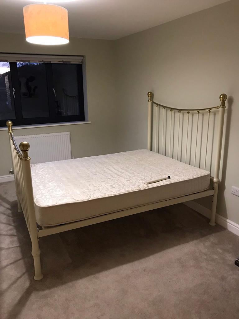 Antique style Metal Cream Double bed with mattress. in Norwich